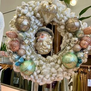 Elegant Holiday Wreath with Santa and Ornaments
